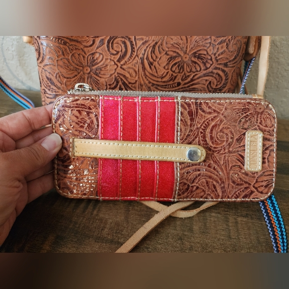 Consuela Sally Midtown Crossbody Purse And Sally Card Organizer Embossed Leather - Picture 7 of 13